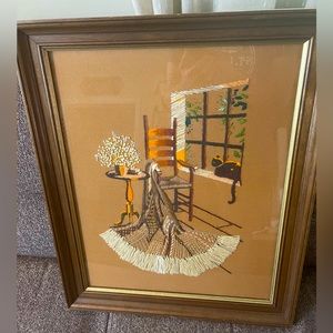 Vintage Framed Crewel Embroidery
